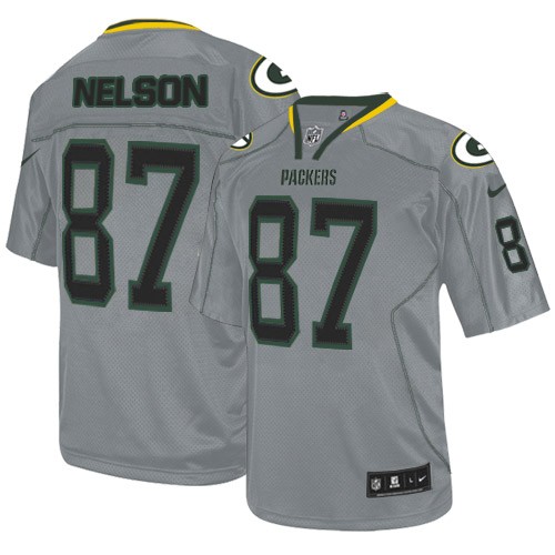 كريم يوريا Nike Green Bay Packers #87 Jordy Nelson Lights Out Gray Elite Jersey لمبي