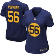 Nike Green Bay Packers 56 Women's Julius Peppers Elite Navy Blue Alternate Jersey