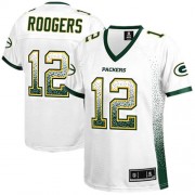 Nike Green Bay Packers 12 Women's Aaron Rodgers Elite White Drift Fashion Jersey