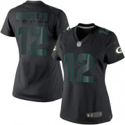 Nike Green Bay Packers 12 Women's Aaron Rodgers Game Black Impact Jersey