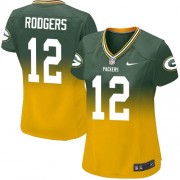 Nike Green Bay Packers 12 Women's Aaron Rodgers Game Green/Gold Fadeaway Jersey