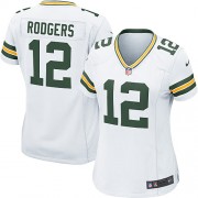 Nike Green Bay Packers 12 Women's Aaron Rodgers Game White Road Jersey