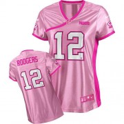 Nike Green Bay Packers 12 Women's Aaron Rodgers Limited Pink Be Luv'd Jersey