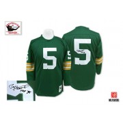 Mitchell and Ness Green Bay Packers 5 Men's Paul Hornung Authentic Green Home Autographed Throwback Jersey