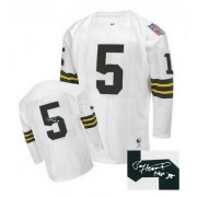 Mitchell and Ness Green Bay Packers 5 Men's Paul Hornung Authentic White Road Autographed Throwback Jersey