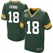 Nike Green Bay Packers 18 Men's Randall Cobb Elite Green Team Color Home C Patch Jersey