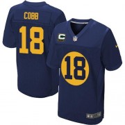 Nike Green Bay Packers 18 Men's Randall Cobb Elite Navy Blue Alternate C Patch Jersey