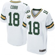 Nike Green Bay Packers 18 Men's Randall Cobb Elite White Road C Patch Jersey