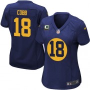 Nike Green Bay Packers 18 Women's Randall Cobb Elite Navy Blue Alternate C Patch Jersey