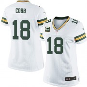 Nike Green Bay Packers 18 Women's Randall Cobb Elite White Road C Patch Jersey