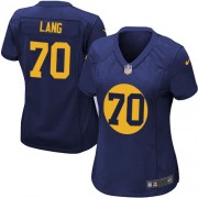 Nike Green Bay Packers 70 Women's T.J. Lang Elite Navy Blue Alternate Jersey