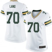 Nike Green Bay Packers 70 Women's T.J. Lang Elite White Road Jersey