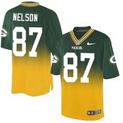Nike Green Bay Packers 87 Men's Jordy Nelson Elite Green/Gold Fadeaway Jersey