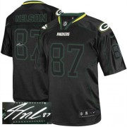 Nike Green Bay Packers 87 Men's Jordy Nelson Elite Lights Out Black Autographed Jersey