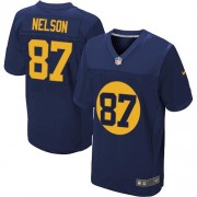 Nike Green Bay Packers 87 Men's Jordy Nelson Elite Navy Blue Alternate Jersey