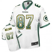 Nike Green Bay Packers 87 Men's Jordy Nelson Elite White Drift Fashion Jersey