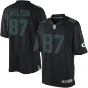 Nike Green Bay Packers 87 Men's Jordy Nelson Game Black Impact Jersey