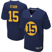 Nike Green Bay Packers 15 Men's Bart Starr Elite Navy Blue Alternate Jersey