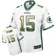 Nike Green Bay Packers 15 Men's Bart Starr Elite White Drift Fashion Jersey