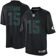 Nike Green Bay Packers 15 Men's Bart Starr Limited Black Impact Jersey