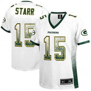 Nike Green Bay Packers 15 Women's Bart Starr Elite White Drift Fashion Jersey