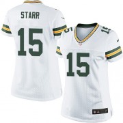 Nike Green Bay Packers 15 Women's Bart Starr Elite White Road Jersey