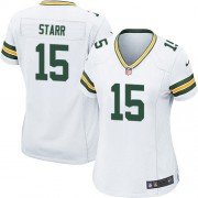 Nike Green Bay Packers 15 Women's Bart Starr Game White Road Jersey