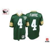 Mitchell and Ness Green Bay Packers 4 Men's Brett Favre Authentic Green Home 75th Patch Throwback Jersey