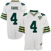 Mitchell and Ness Green Bay Packers 4 Men's Brett Favre Authentic White Road 75th Patch Throwback Jersey