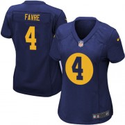 Nike Green Bay Packers 4 Women's Brett Favre Elite Navy Blue Alternate Jersey