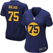 Nike Green Bay Packers 75 Women's Bryan Bulaga Elite Navy Blue Alternate Jersey