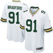 Nike Green Bay Packers 91 Men's Carl Bradford Game White Road Jersey