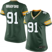 Nike Green Bay Packers 91 Women's Carl Bradford Elite Green Team Color Home Jersey