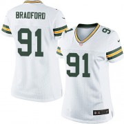 Nike Green Bay Packers 91 Women's Carl Bradford Elite White Road Jersey