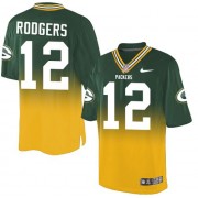 Nike Green Bay Packers 12 Men's Aaron Rodgers Elite Green/Gold Fadeaway Jersey