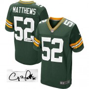 Nike Green Bay Packers 52 Men's Clay Matthews Elite Green Team Color Home Autographed Jersey