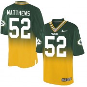 Nike Green Bay Packers 52 Men's Clay Matthews Elite Green/Gold Fadeaway Jersey