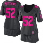 Nike Green Bay Packers 52 Women's Clay Matthews Elite Dark Grey Breast Cancer Awareness Jersey