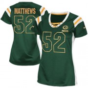 Nike Green Bay Packers 52 Women's Clay Matthews Elite Green Draft Him Shimmer Jersey