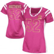 Nike Green Bay Packers 52 Women's Clay Matthews Elite Pink Draft Him Shimmer Jersey