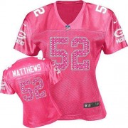 Nike Green Bay Packers 52 Women's Clay Matthews Elite Pink Sweetheart Jersey