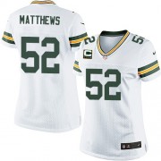 Nike Green Bay Packers 52 Women's Clay Matthews Elite White Road C Patch Jersey