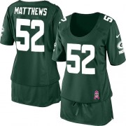 Nike Green Bay Packers 52 Women's Clay Matthews Game Green Breast Cancer Awareness Jersey