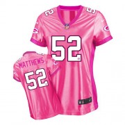 Nike Green Bay Packers 52 Women's Clay Matthews Game Pink New Be Luv'd Jersey