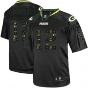 Nike Green Bay Packers 12 Men's Aaron Rodgers Elite New Lights Out Black Jersey