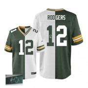 Nike Green Bay Packers 12 Men's Aaron Rodgers Elite Team/Road Two Tone Autographed Jersey