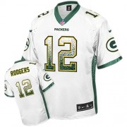 Nike Green Bay Packers 12 Men's Aaron Rodgers Elite White Drift Fashion Jersey