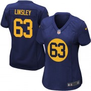 Nike Green Bay Packers 63 Women's Corey Linsley Elite Navy Blue Alternate Jersey