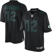 Nike Green Bay Packers 12 Men's Aaron Rodgers Game Black Impact Jersey