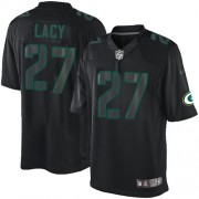 Nike Green Bay Packers 27 Men's Eddie Lacy Elite Black Impact Jersey